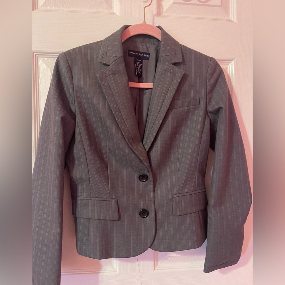 Banana Republic Charcoal Pinstripe Stretch Blazer Size 2